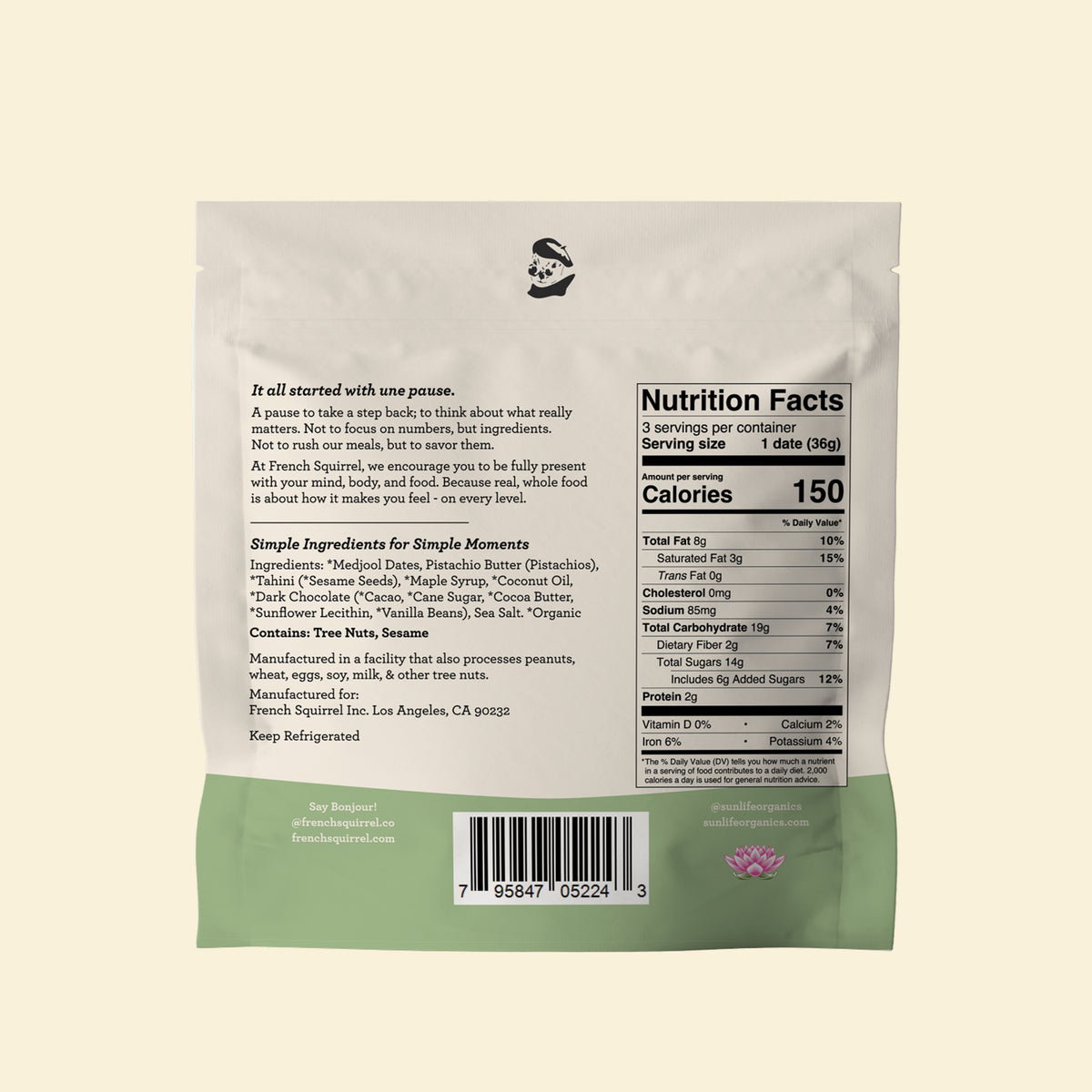 Pistachio Tahini | back of package